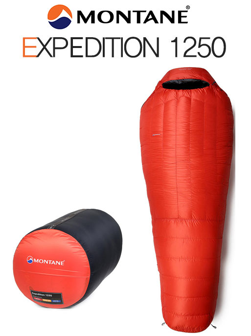 몬테인 익스페디션 1250 구스다운 침낭 (오렌지) 캠핑 백패킹 다운 경량 침낭