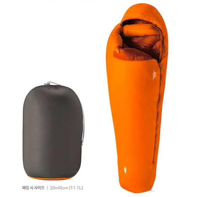 몽벨 심리스 다운허거 800 EXP (오렌지) 왼쪽,오른쪽 선택가능 캠핑 백패킹 다운 경량 침낭